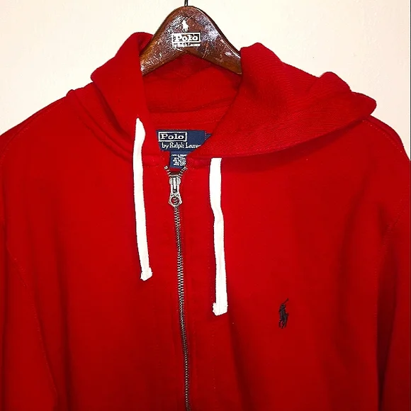 Double Knit Hoodie Red Polo Zip Hoodie Double Knit Red Polo Zip Up